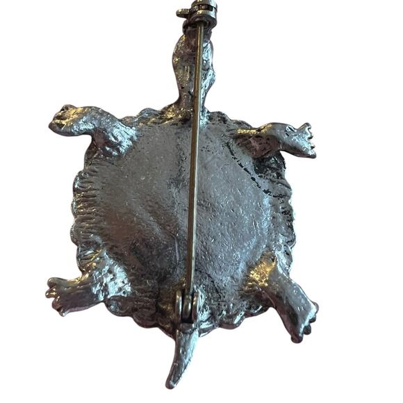 Vintage Hologram Turtle Brooch Silver Tone Holographic - Picture 6 of 8